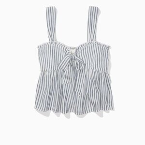 American eagle blue white striped Tie-Front Babydoll sleeveless top medium new